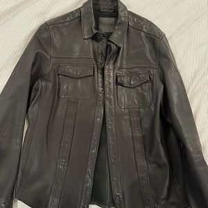 All saints leather shirt jacket